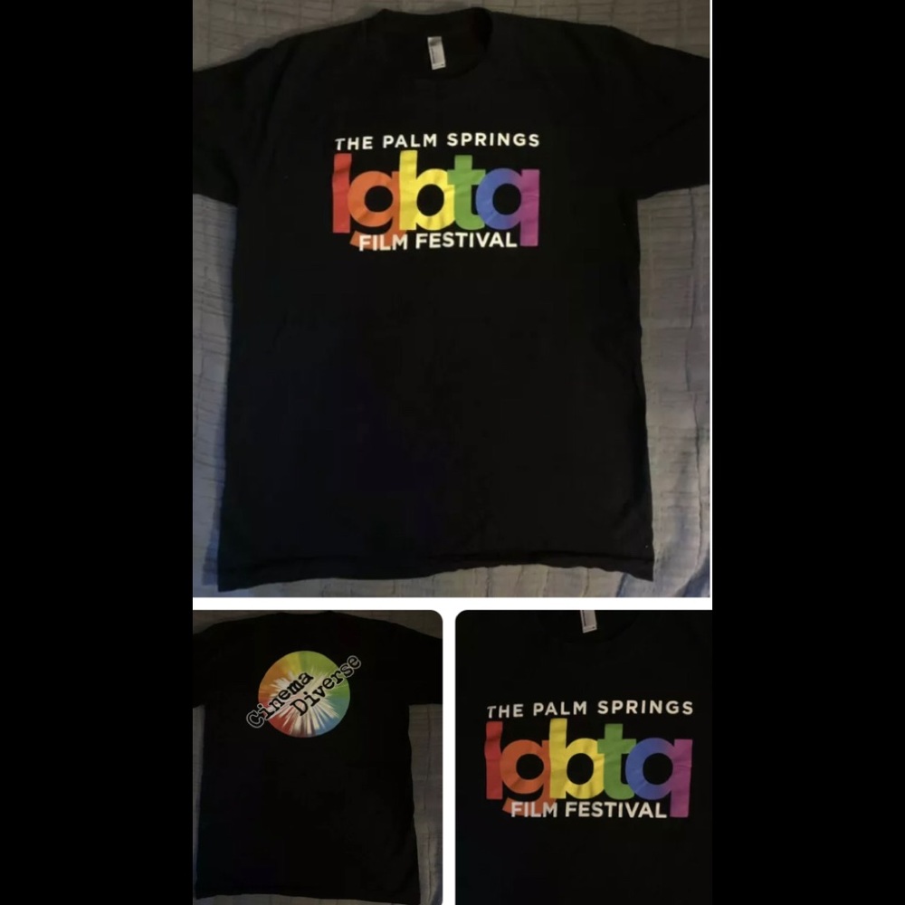 Palm Springs LGBTQ Film Festival Cinema Diverse Tshirt Men’s sz M PRIDE Rainbow